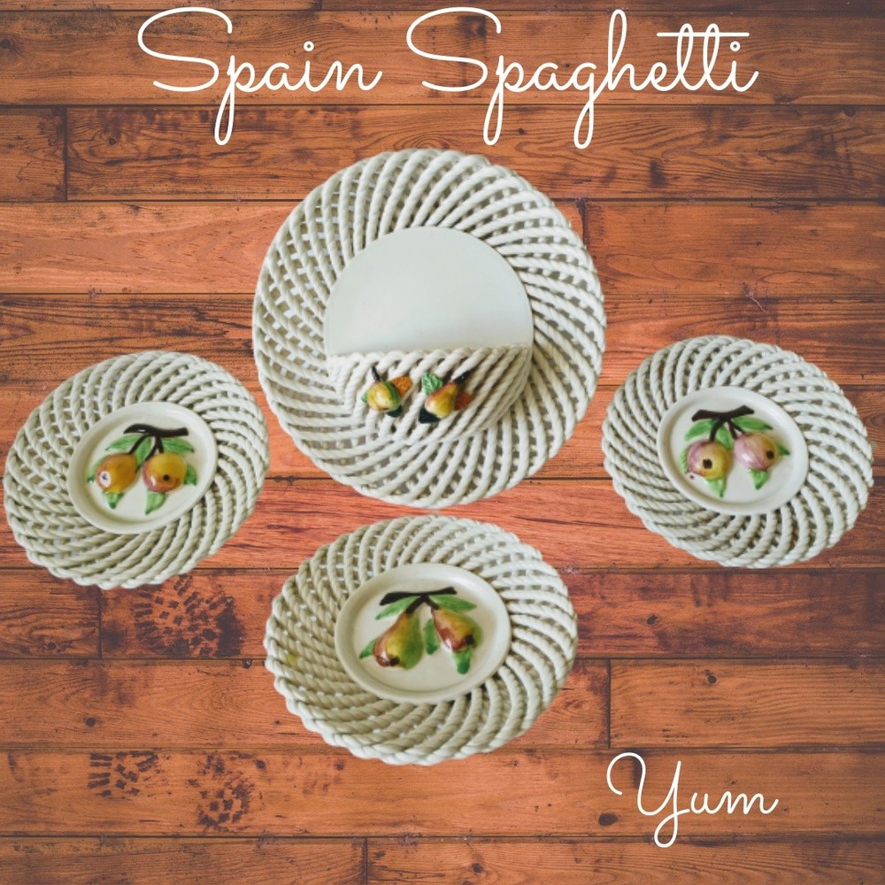 Ceramic Pottery Wall Hanging Planter Pocket 4p Plate Display Rope Design